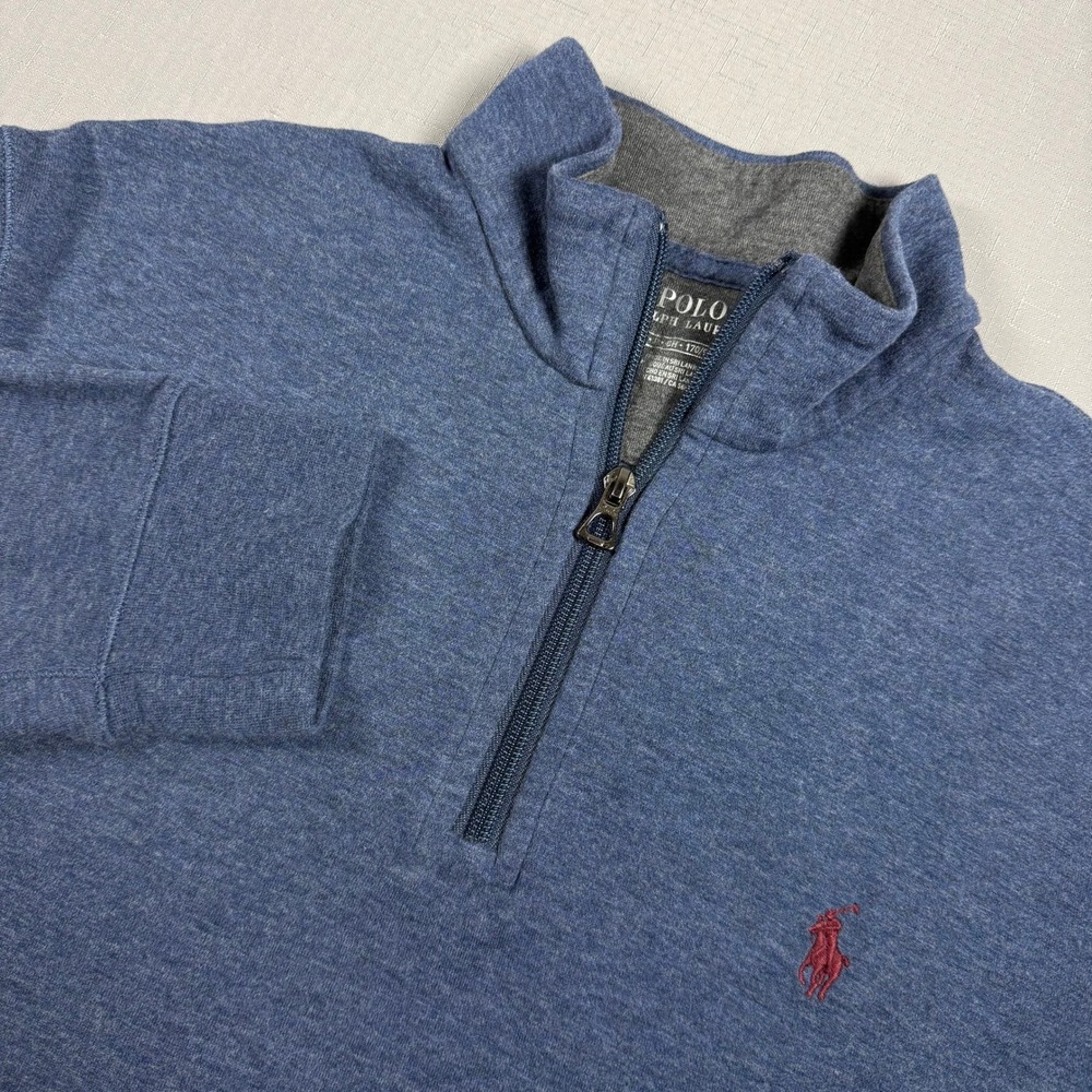 Polo Ralph Lauren Mens Small Blue Heather Quarter Zip Pullover Pony Logo Sweater